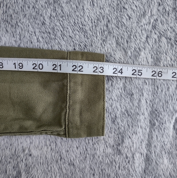 Topshop Ethan Rose Appliqué Utility Jacket Army Green Size 6 - Picture 10 of 11